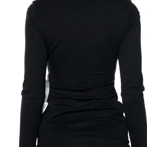 AKIRA Black Dress with White Floral Detail #86 - Picture 5 of 9